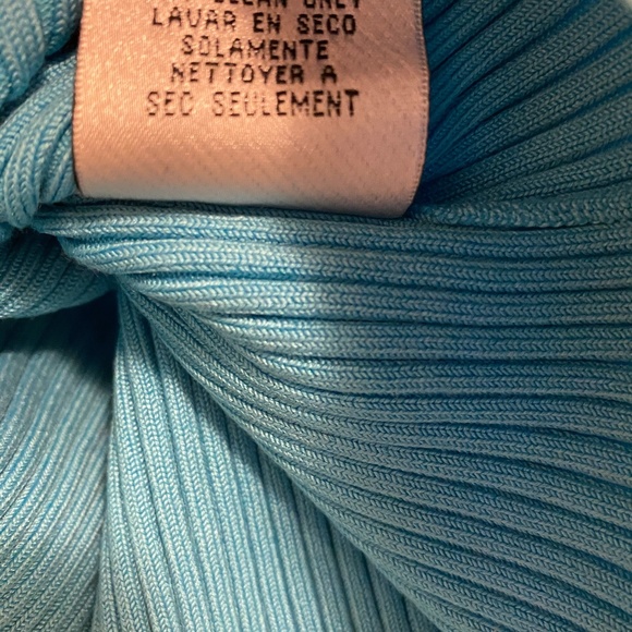 NWT Bebe Silk Ribbed Bow Tank Top Turquoise M - Picture 7 of 10